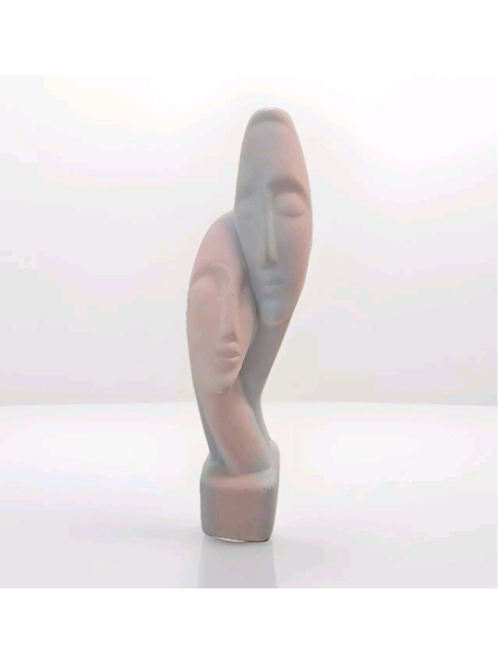 Lovers Intertwined Face Ceramic Sculpture Mid-Century Modern 12.5"